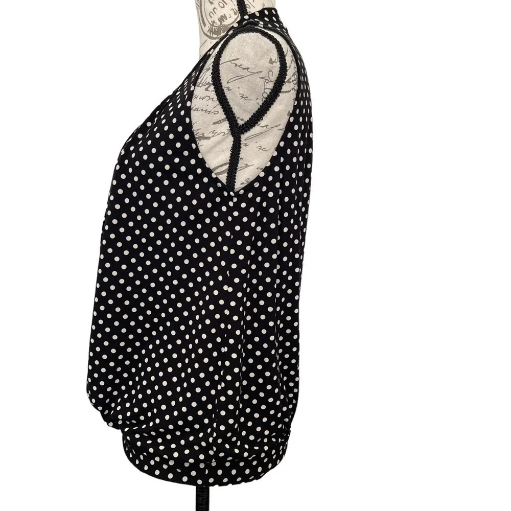 Talbots Polka Dot Print Keyhole Top Size Medium - image 7